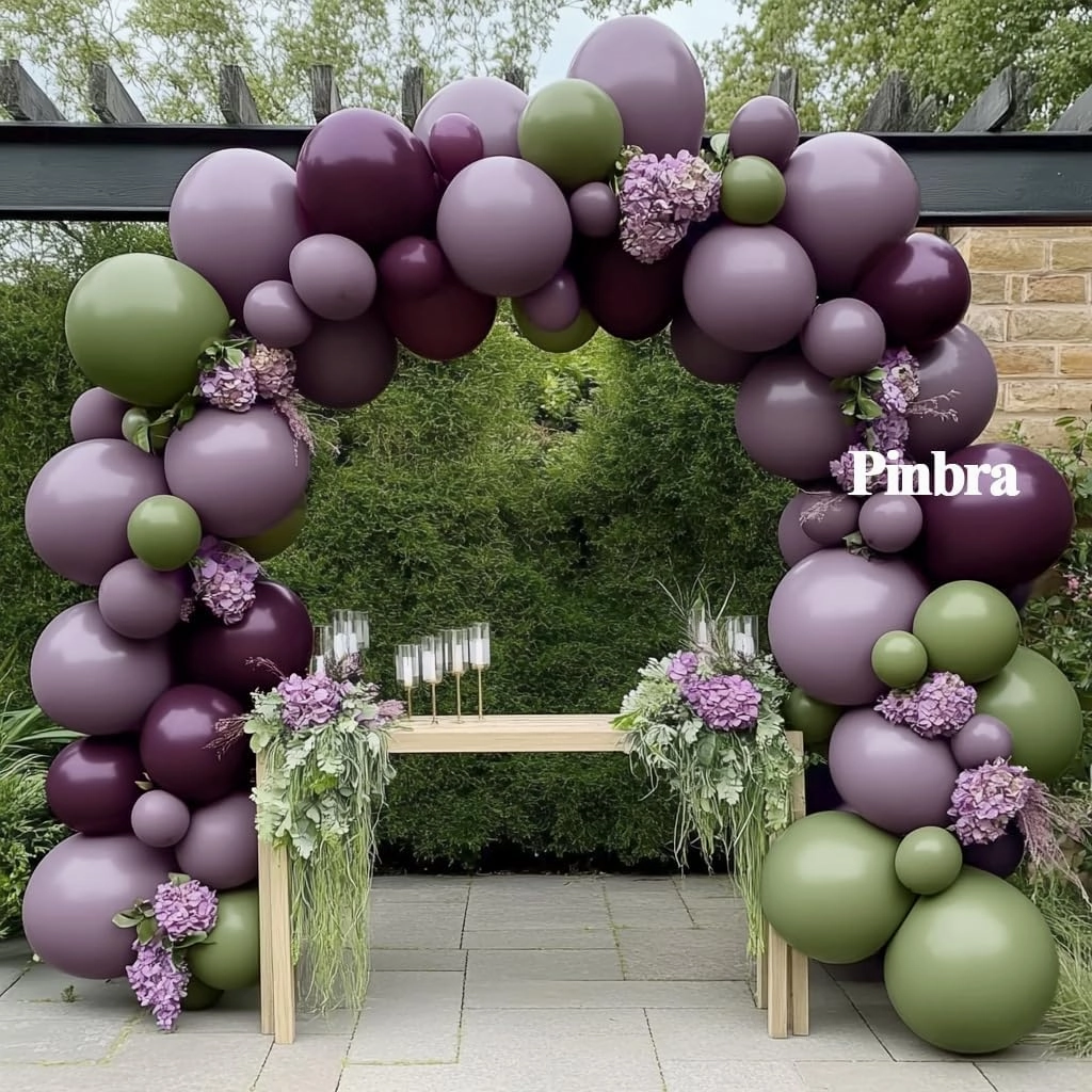 Burgundy Balloons Double Stuffed Dark Purple Plum Balloon Garland Different Sizes Mauve Maroon Magenta Latex Balloons for Birthday Bridal Shower Wedding Anniversary Party Decorations