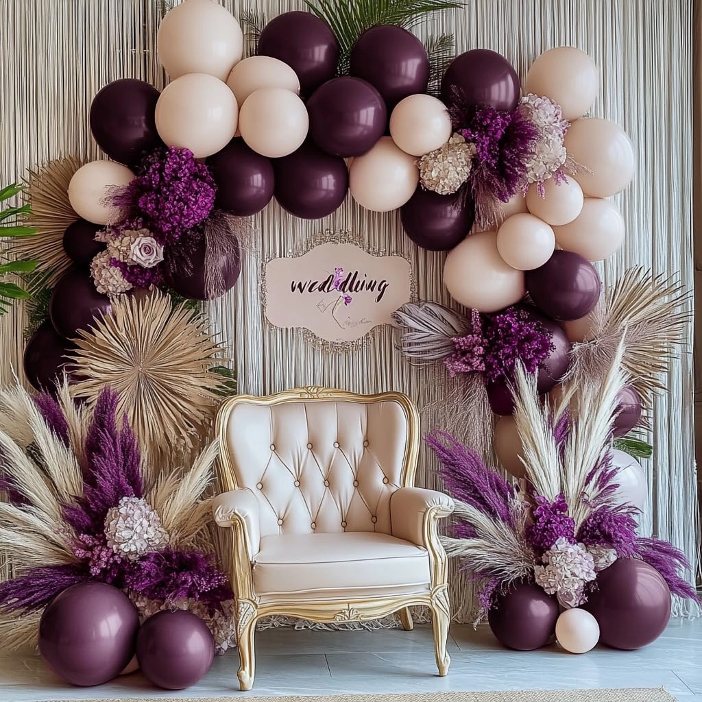 Burgundy Balloons Double Stuffed Dark Purple Plum Balloon Garland Different Sizes Mauve Maroon Magenta Latex Balloons for Birthday Bridal Shower Wedding Anniversary Party Decorations