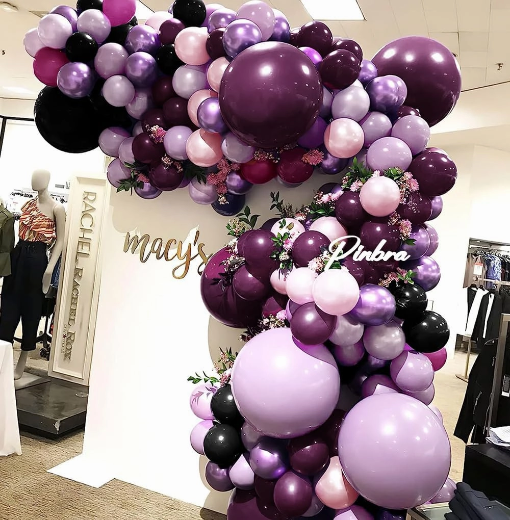 Burgundy Balloons Double Stuffed Dark Purple Plum Balloon Garland Different Sizes Mauve Maroon Magenta Latex Balloons for Birthday Bridal Shower Wedding Anniversary Party Decorations