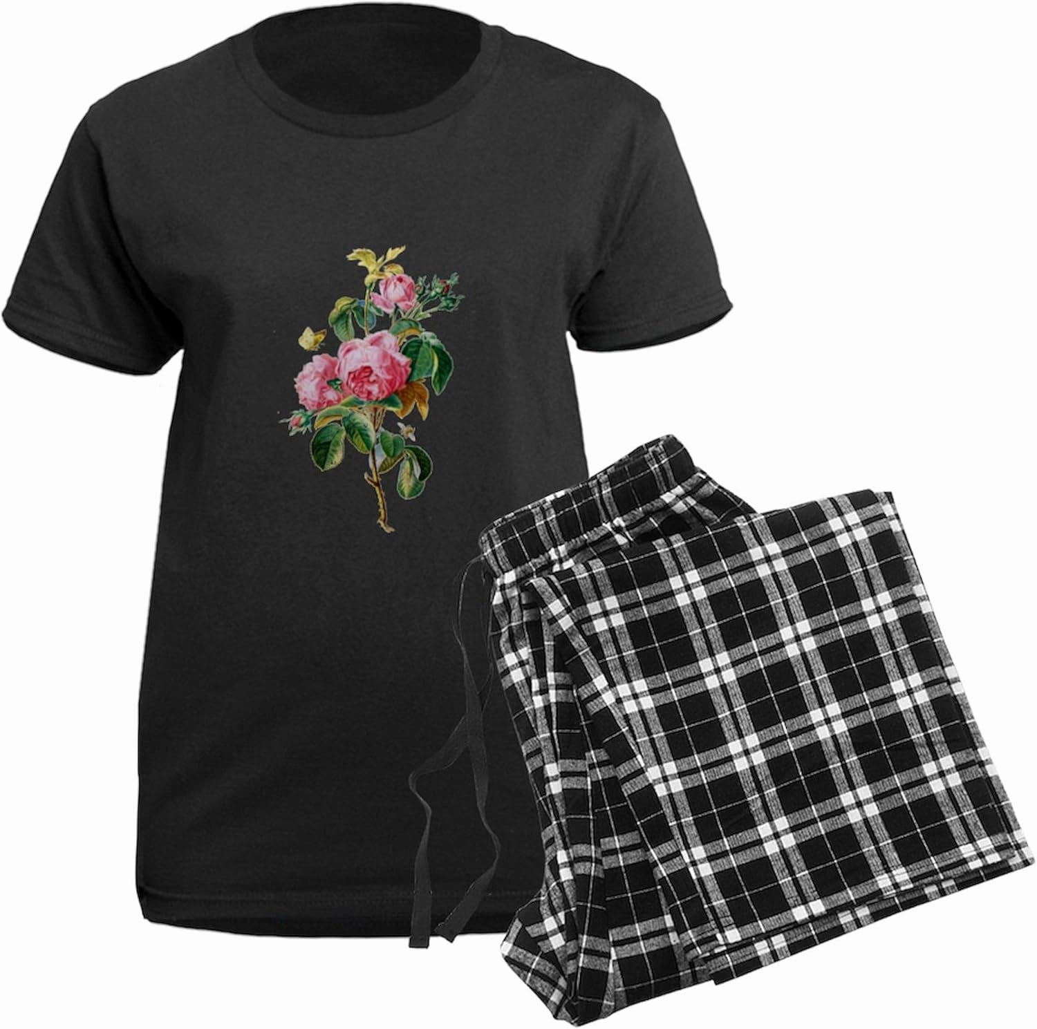CafePress Cabbage Rose Drawn From Nature Women's Dark Pajama Womens Novelty PJ Sleepwear