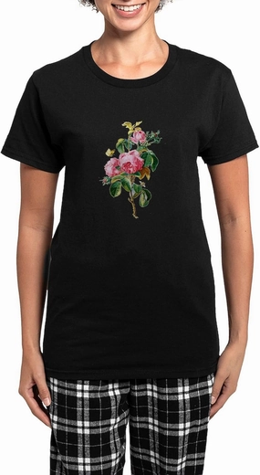 CafePress Cabbage Rose Drawn From Nature Women's Dark Pajama Womens Novelty PJ Sleepwear