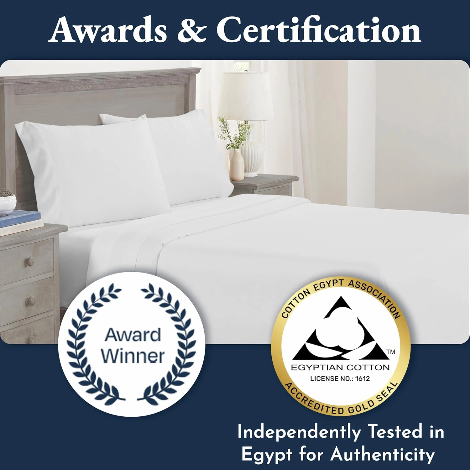 California Design Den Certified Luxury 100% Egyptian Cotton Bed Sheets, Full Size Deep Pocket Sateen, Soft Cooling Sheets for Hot Sleepers (Light Grey, Full)