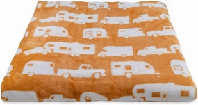 Camco 53441 Life is Better at The Campsite Plush Fleece Blanket, Queen Size - Keeps You Warm While at Home, Camping or on Picnics - Machine Washable - Features a Brand RV Print, Autumn Gold
