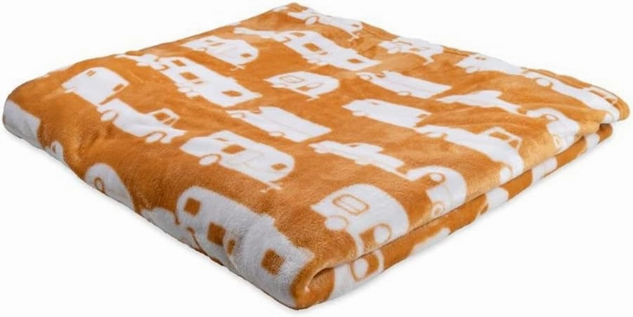 Camco 53441 Life is Better at The Campsite Plush Fleece Blanket, Queen Size - Keeps You Warm While at Home, Camping or on Picnics - Machine Washable - Features a Brand RV Print, Autumn Gold