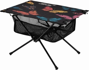 Camping Table Lightweight Portable Folding Table with Mesh Storage Net Butterfly Flower Black Pink Ideal for Camping Hiking Beach Picnic Travel Backyard