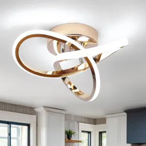 CANEOE Modern LED Ceiling Light, 6000K Gold Led Hallway Ceiling Light Fixtures, Curved Design Semi Flush Mount Ceiling Lights for Hallway Bathroom Kitchen Entryway Stair Ceiling Lamp