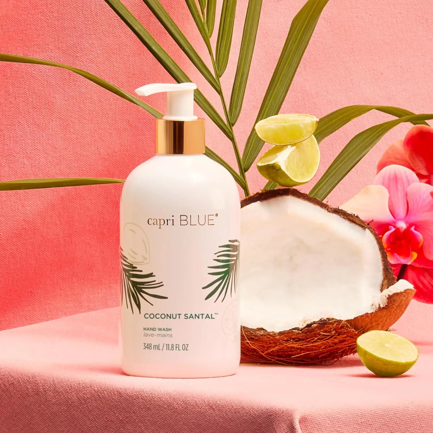 Capri Blue Hand Wash Soap – Flora Edit Collection – Cleansing Liquid Hand Soap Infused with Plant-Based Glycerin – Skin Care – Notes of Creamy Coconut, Hibiscus & Lime (Coconut Santal, 11.8 fl oz)