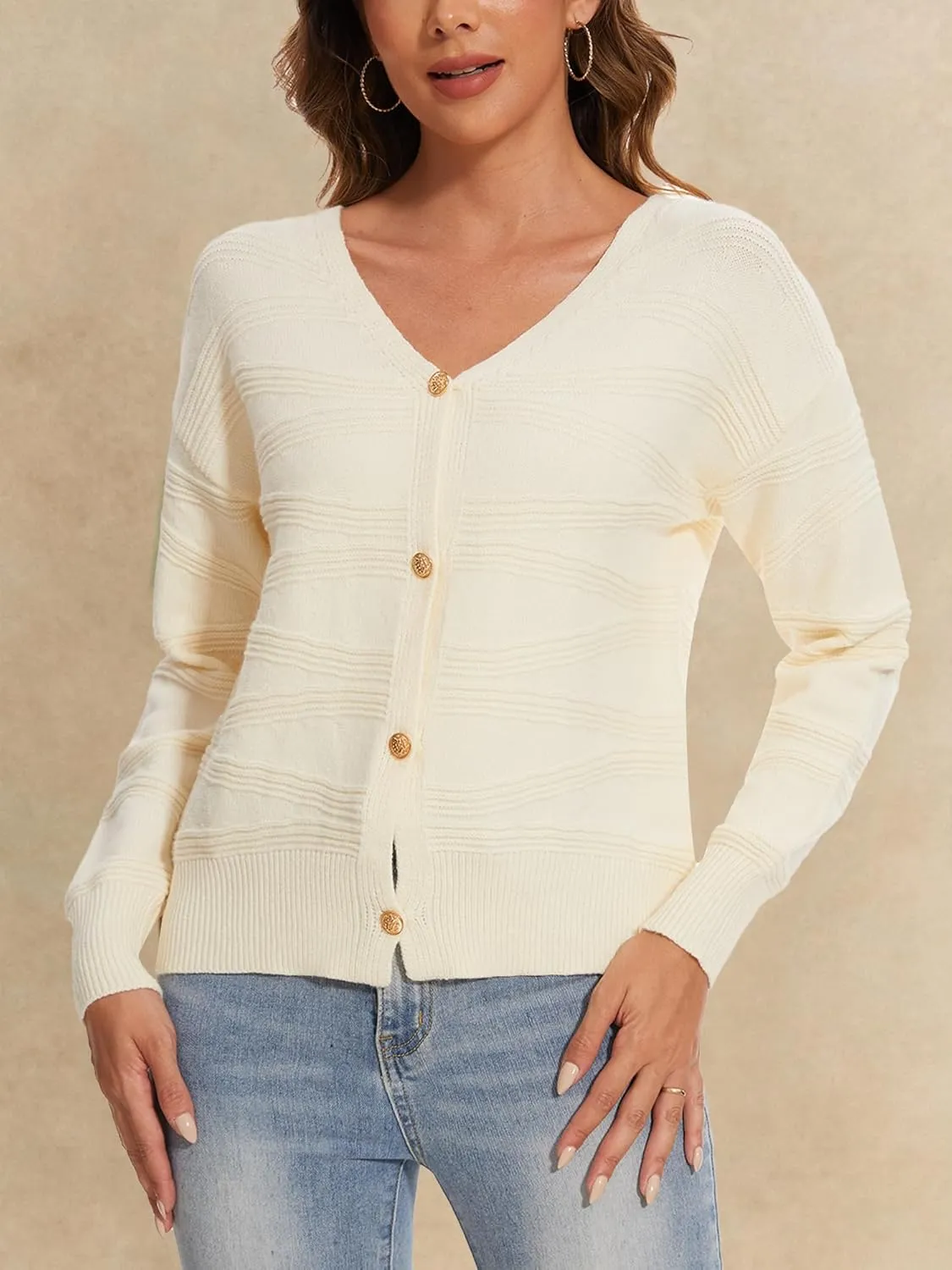 Cardigan Sweater for Women Long Sleeve Button Down Open Front Cable Knit 2024 Fall Casual Coat Jacket