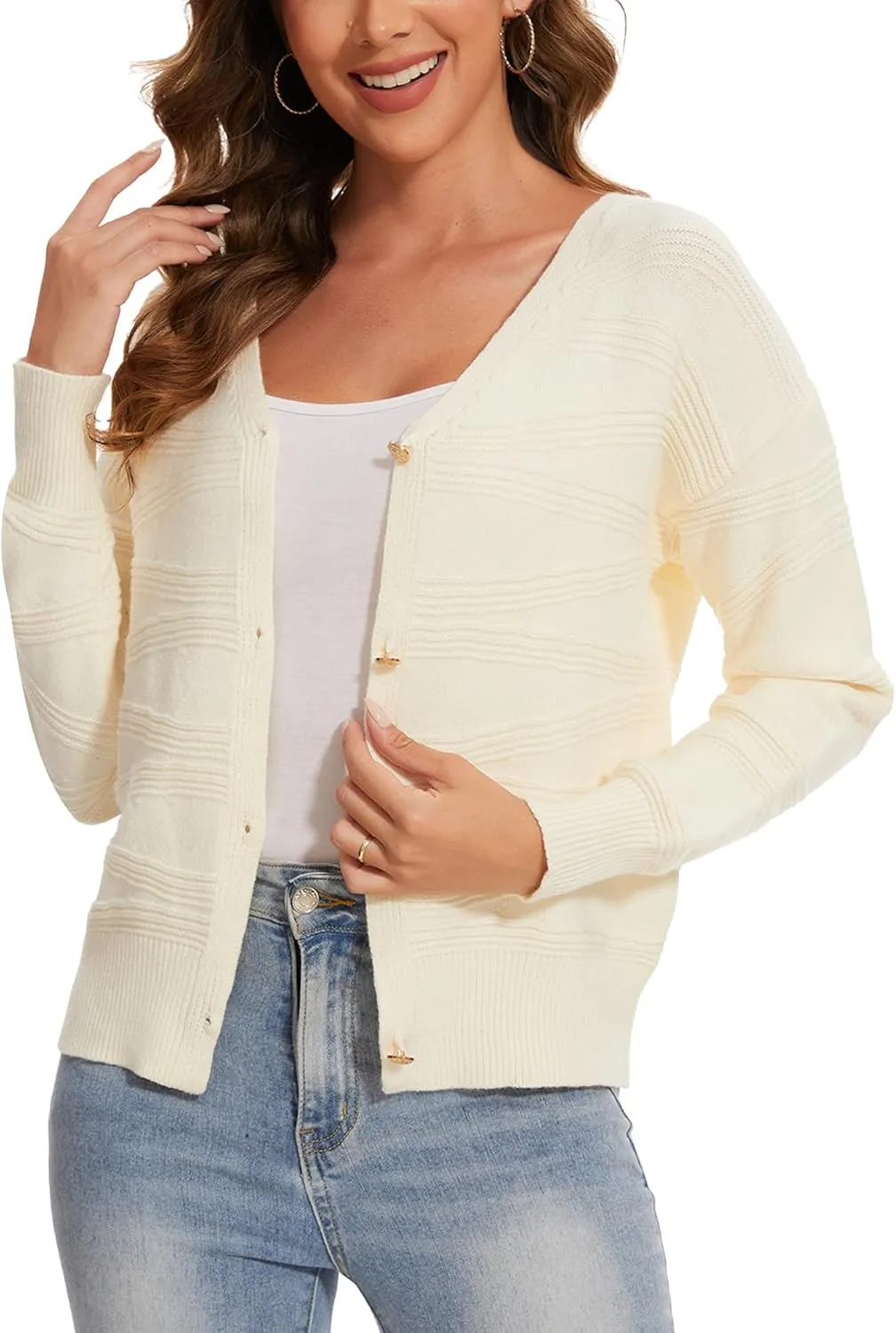 Cardigan Sweater for Women Long Sleeve Button Down Open Front Cable Knit 2024 Fall Casual Coat Jacket