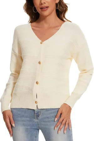 Cardigan Sweater for Women Long Sleeve Button Down Open Front Cable Knit 2024 Fall Casual Coat Jacket