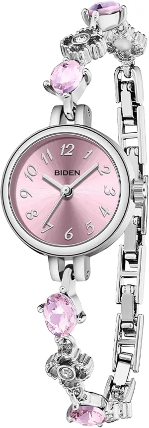 CARLIEN Women's Gold Watches with Vintage Stainless Steel Bracelet Elegant Round Dial Quartz Watch for Women Gift for Her