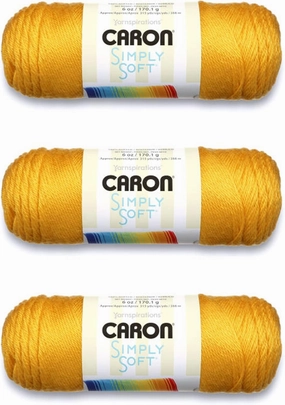 Caron Simply Soft Gold Yarn - 3 Pack of 170g/6oz - Acrylic - 4 Medium (Worsted) - 315 Yards - Knitting/Crochet