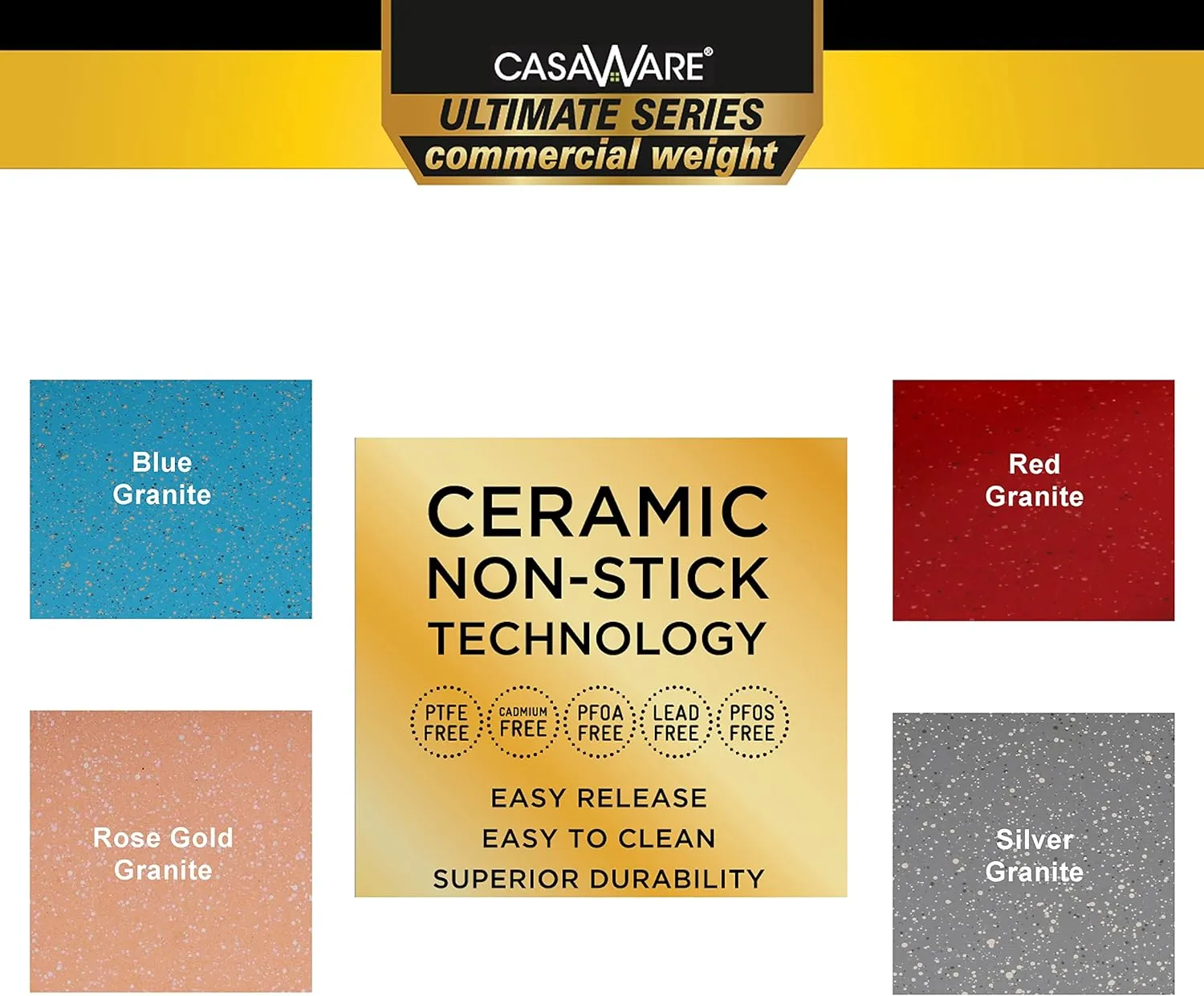 casaWare 15 x 10 x 3-Inch Ultimate Series Commercial Weight Ceramic Non-Stick Coated Lasagna/Roasting Pan (Rose Gold Granite)