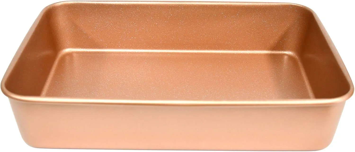 casaWare 15 x 10 x 3-Inch Ultimate Series Commercial Weight Ceramic Non-Stick Coated Lasagna/Roasting Pan (Rose Gold Granite)