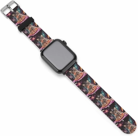 Cat Eating Pizza Adjustable Silicone Watchband Compatible with IWatch Classic Soft Sports Watch Strap for Men Women