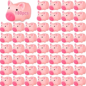 Chivao 180 Pcs Mini Rubber Pigs Bulk Cute Bath Toys, Pink Float and Squeak Pig Bathtub Toys for Christmas Birthday Party Favors Classroom Gift Exchange
