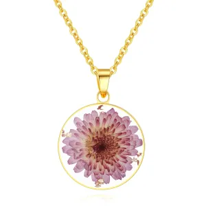 Chrysanthemum Pressed Wildflower Necklace | Birth Month Real Flower Necklace | Personalized | Wedding | Hand Pressed | November Month Flowers | Bridesmaid | Gift for her | Birthday