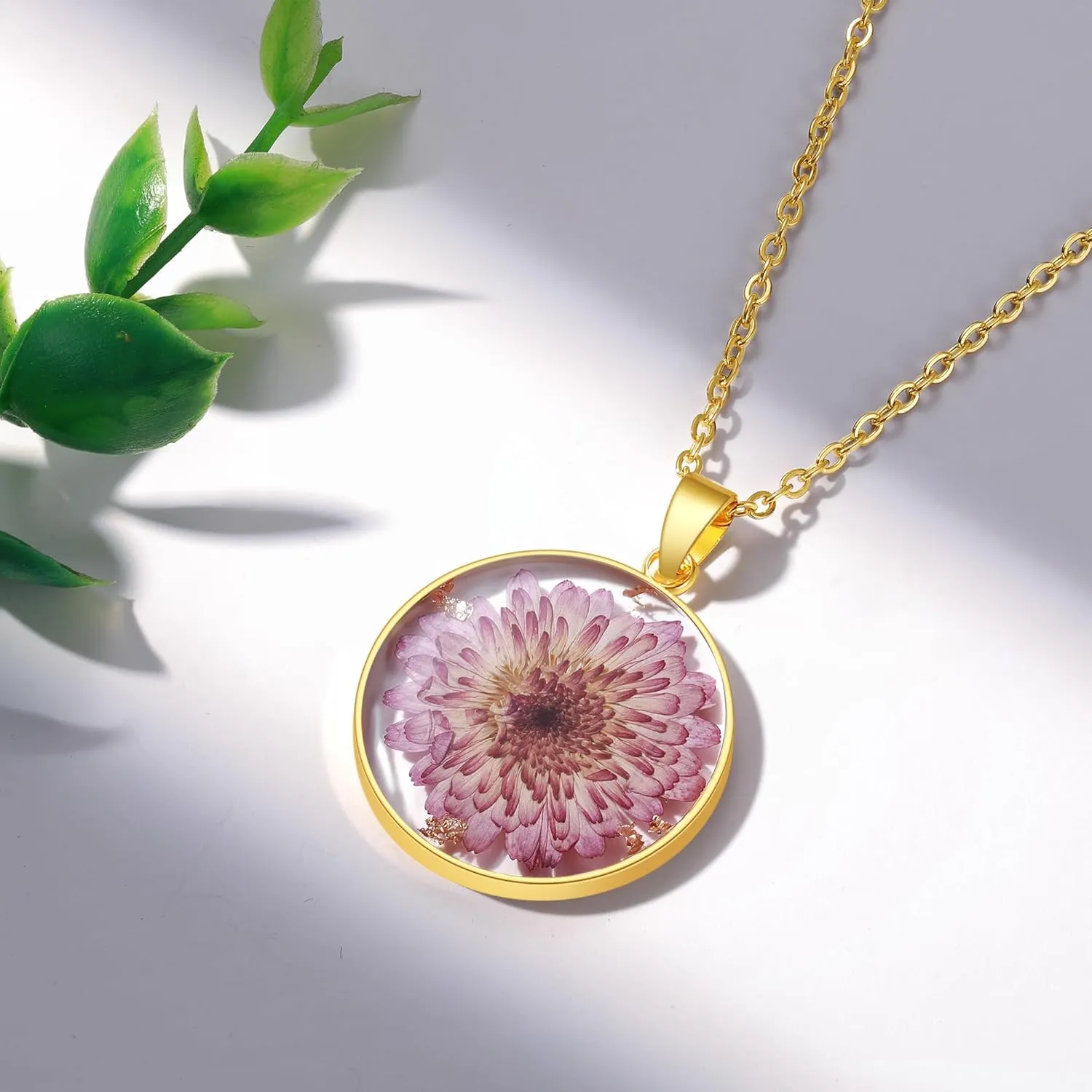 Chrysanthemum Pressed Wildflower Necklace | Birth Month Real Flower Necklace | Personalized | Wedding | Hand Pressed | November Month Flowers | Bridesmaid | Gift for her | Birthday