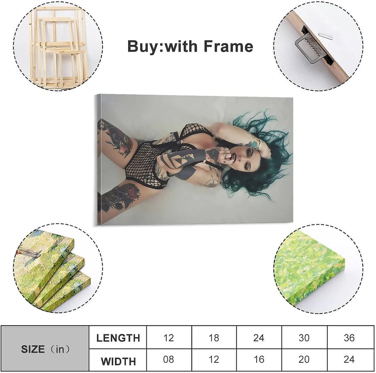 Classic Nude Art in Europe And The United States Raffle Tattoo Girl Popular Poster Print Canvas Poster Wall Art Party Birthday Gifts Indoor Decorations Suitable For Family Dormitory Office Bathroom De