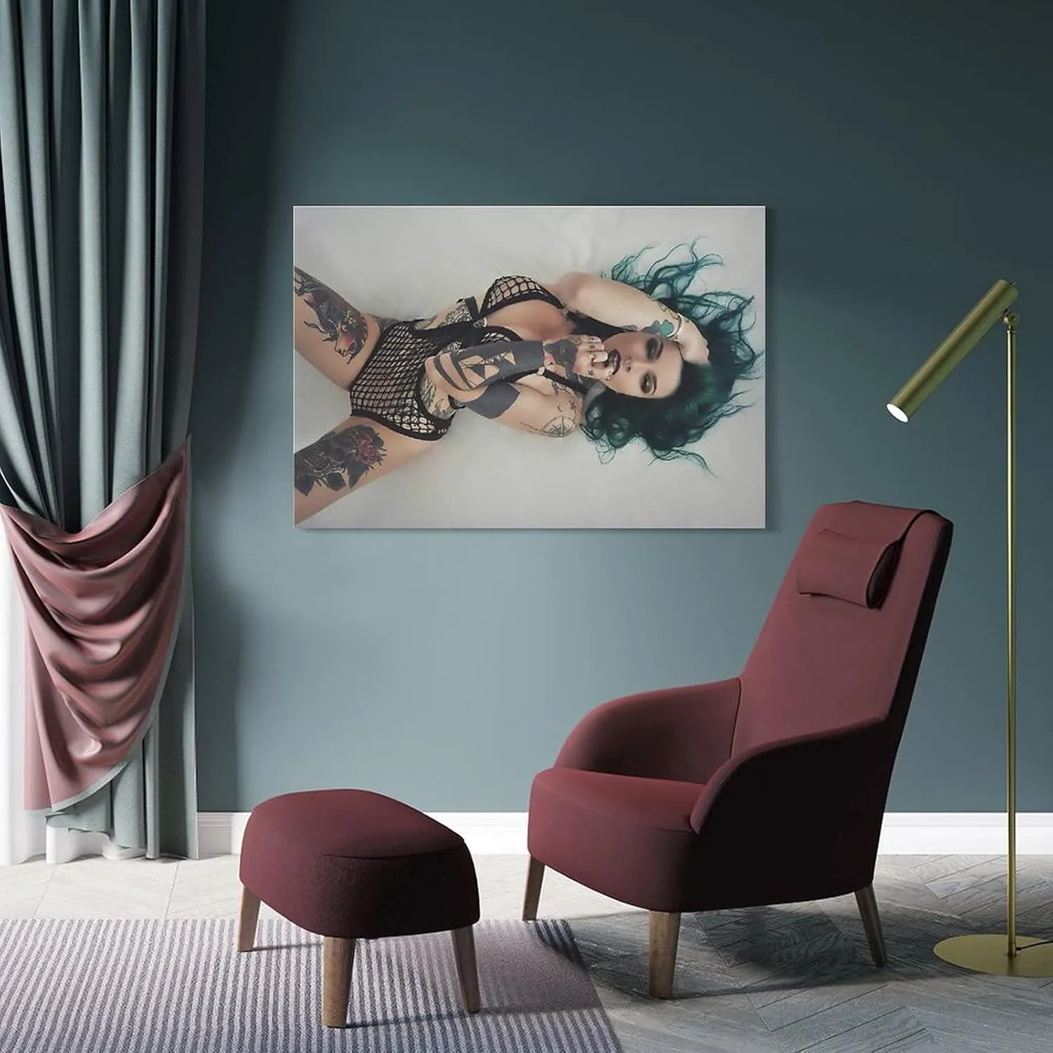 Classic Nude Art in Europe And The United States Raffle Tattoo Girl Popular Poster Print Canvas Poster Wall Art Party Birthday Gifts Indoor Decorations Suitable For Family Dormitory Office Bathroom De