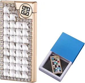 Classic Soft Flame Flint Wheel Butane Gas Refillable Lighter, Pocket Lighter with Gift Box,for Candle Kitchen Fireplace Fireworks, without Gas(White)
