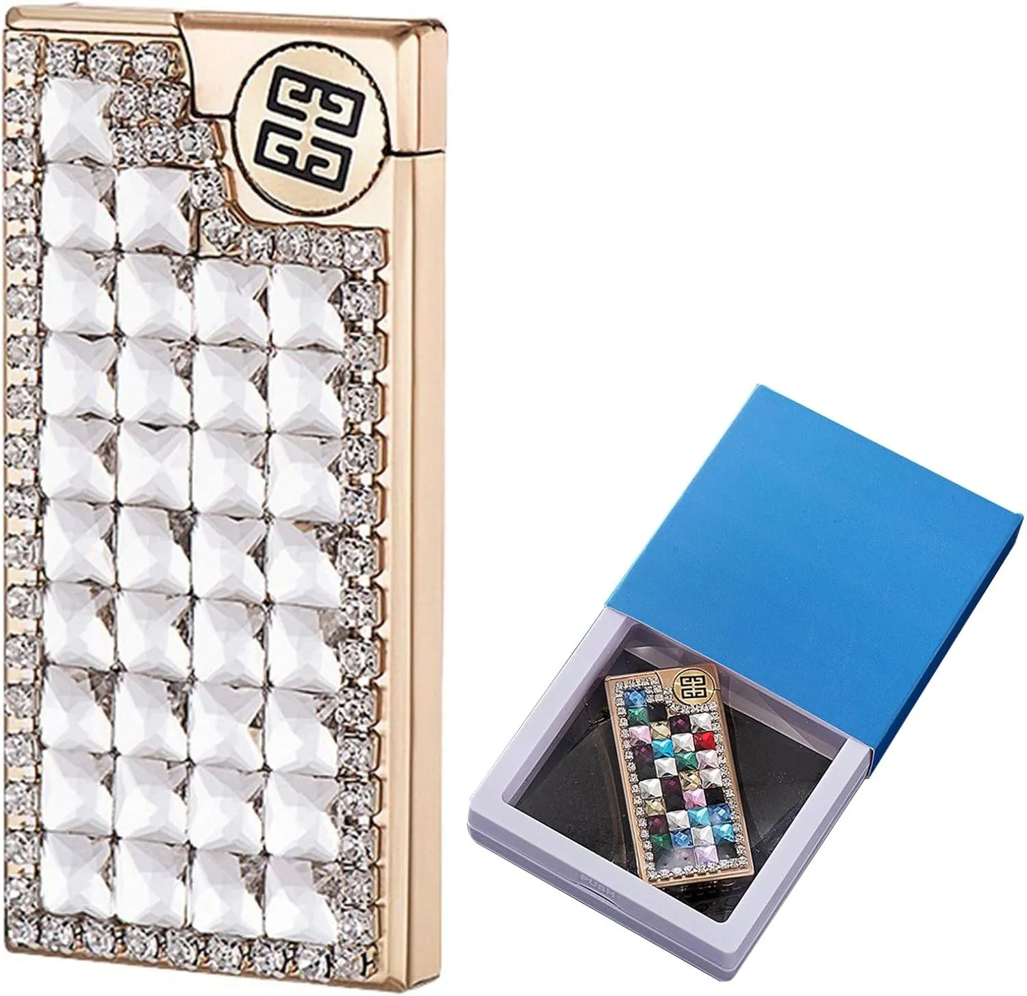 Classic Soft Flame Flint Wheel Butane Gas Refillable Lighter, Pocket Lighter with Gift Box,for Candle Kitchen Fireplace Fireworks, without Gas(White)