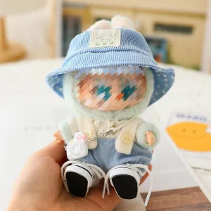 Clothes Set for LBB Doll,Clothes for LBB, Crochet 4 Piece Set Hat Clothes Cell Phone Backpack for LBB, Stylish Adorable Dolls Clothes Accessories (No Doll) (Blue)