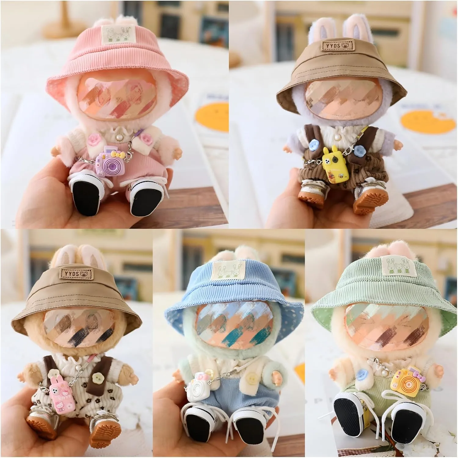 Clothes Set for LBB Doll,Clothes for LBB, Crochet 4 Piece Set Hat Clothes Cell Phone Backpack for LBB, Stylish Adorable Dolls Clothes Accessories (No Doll) (Blue)