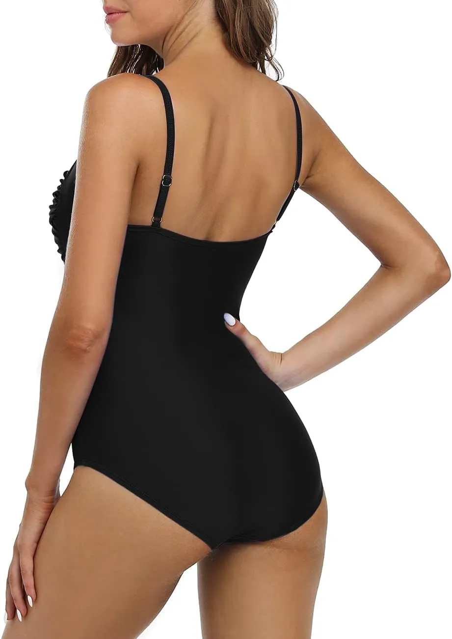 coastal rose Women's One Piece Swimsuits Tummy Control Swimwear