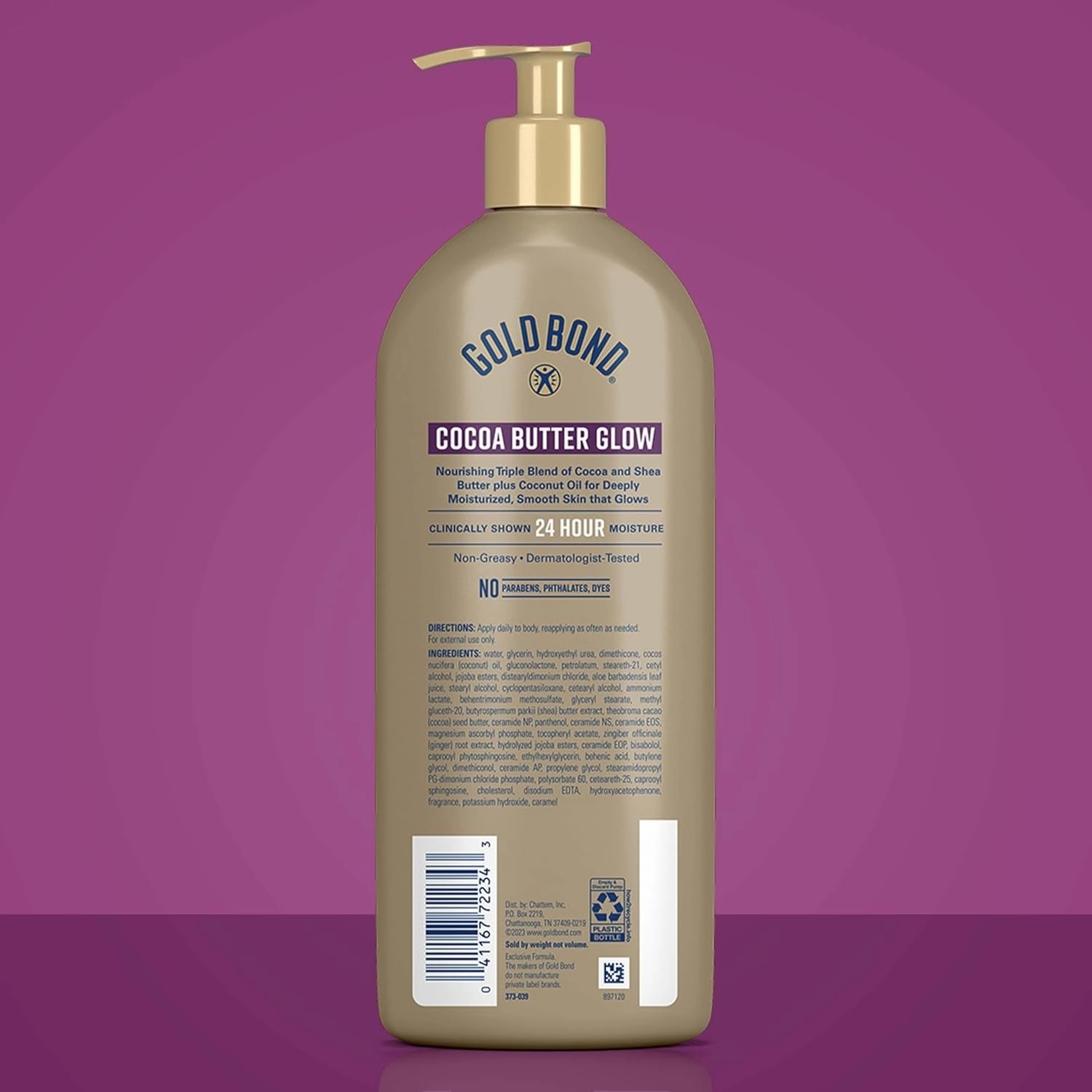 Cocoa Butter Glow Daily Hydrating Lotion with Shea Butter, Cocoa Butter & Coconut Oil, Exfoliating Moisturizer for Dry Skin, 24 Oz.