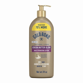 Cocoa Butter Glow Daily Hydrating Lotion with Shea Butter, Cocoa Butter & Coconut Oil, Exfoliating Moisturizer for Dry Skin, 24 Oz.