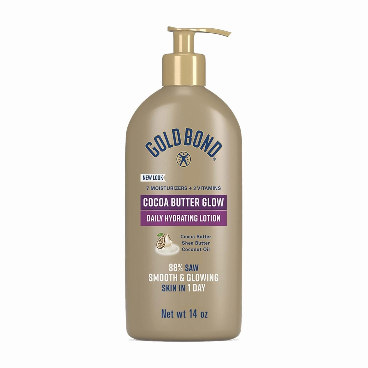 Cocoa Butter Glow Daily Hydrating Lotion with Shea Butter, Cocoa Butter & Coconut Oil, Exfoliating Moisturizer for Dry Skin, 24 Oz.