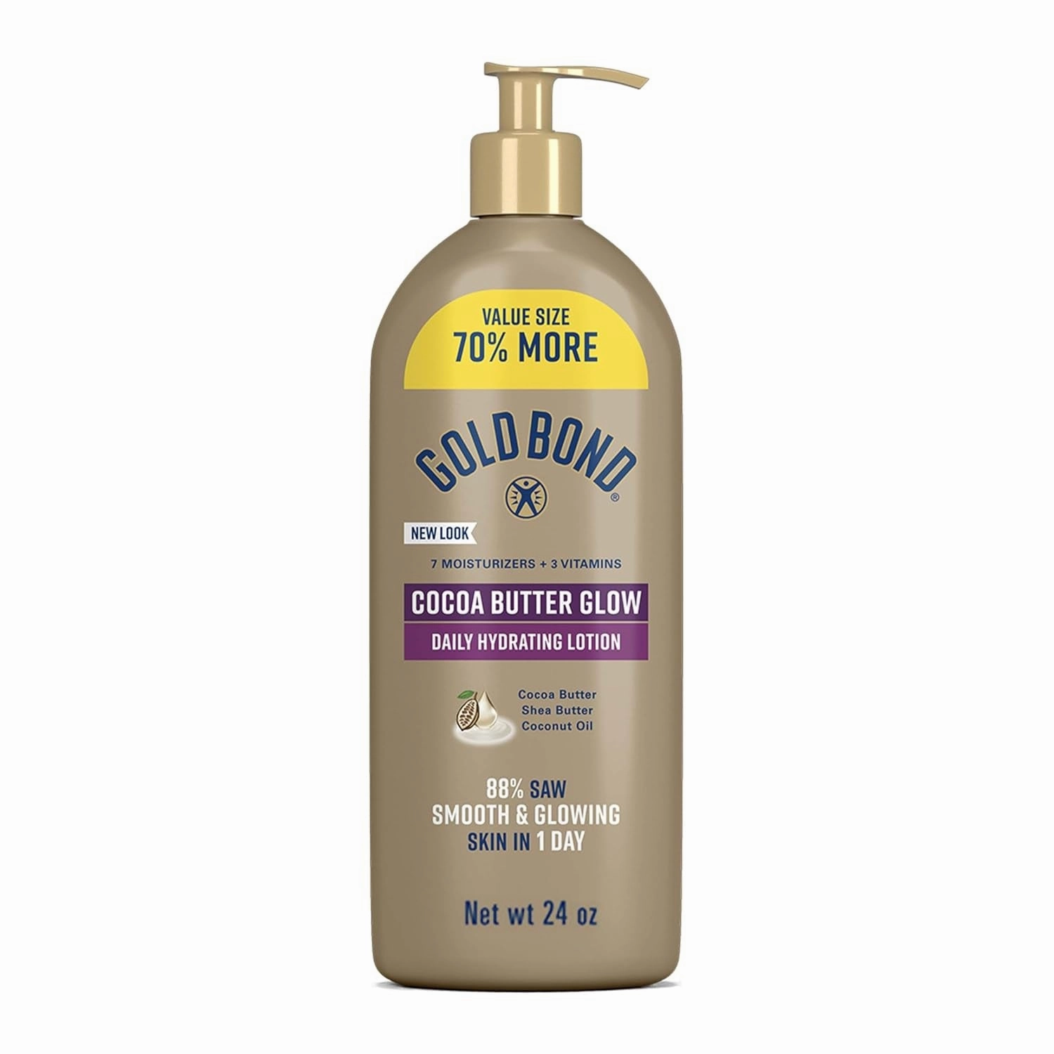 Cocoa Butter Glow Daily Hydrating Lotion with Shea Butter, Cocoa Butter & Coconut Oil, Exfoliating Moisturizer for Dry Skin, 24 Oz.