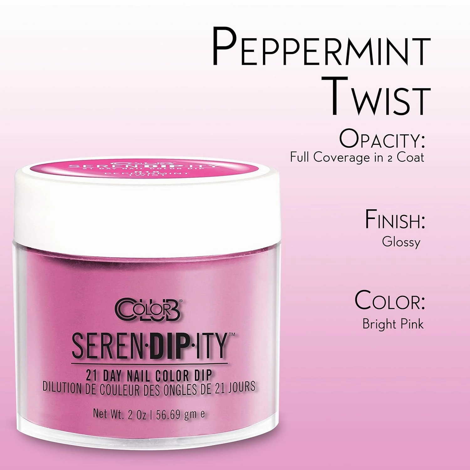 Color Club Peppermint Twist Serendipity 2 Ounce Dip Color Powder- Neon, 0.5 fluid_ounces