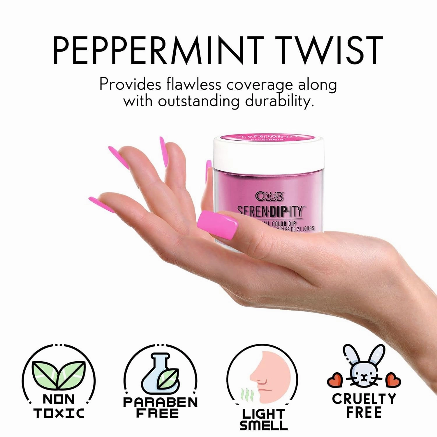 Color Club Peppermint Twist Serendipity 2 Ounce Dip Color Powder- Neon, 0.5 fluid_ounces