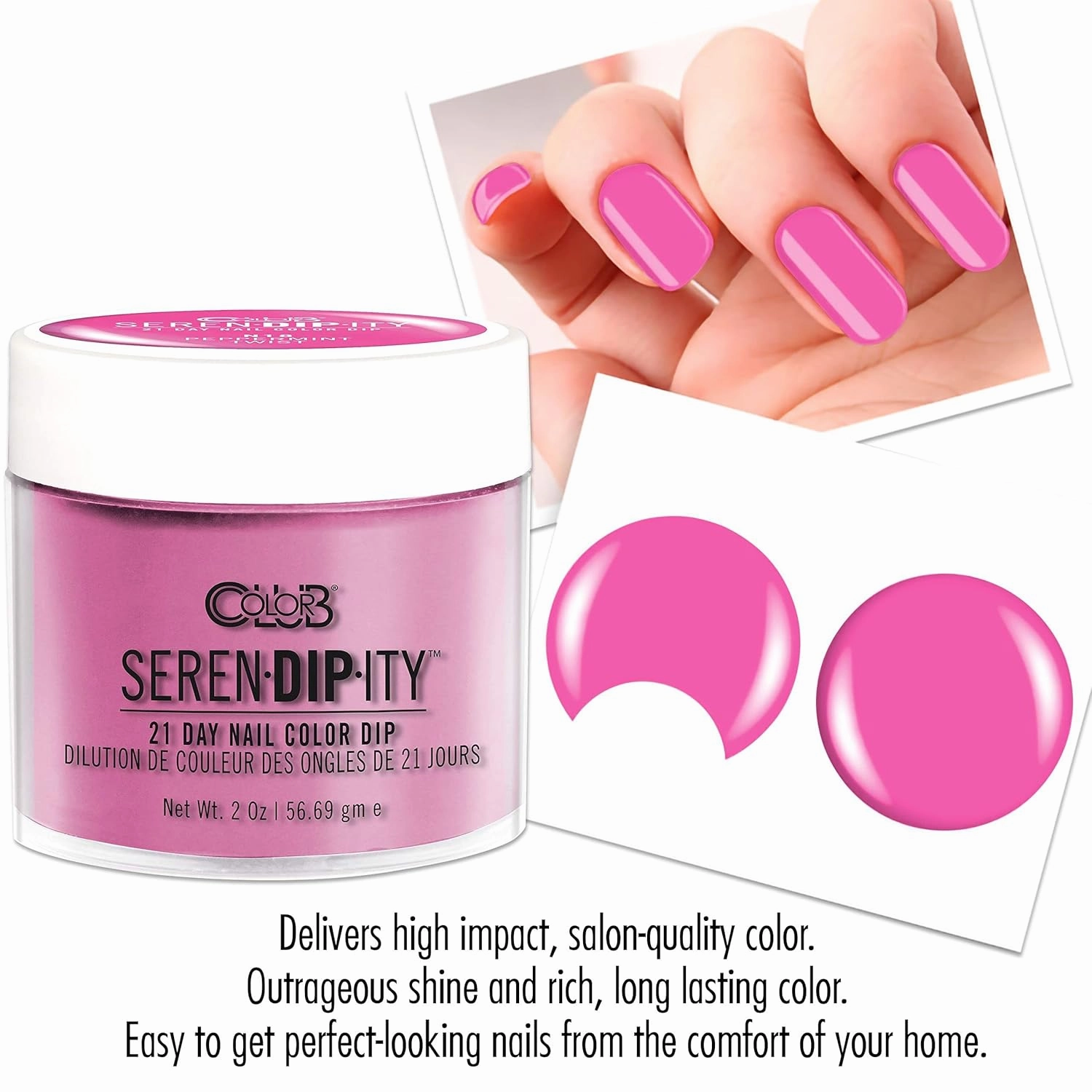 Color Club Peppermint Twist Serendipity 2 Ounce Dip Color Powder- Neon, 0.5 fluid_ounces