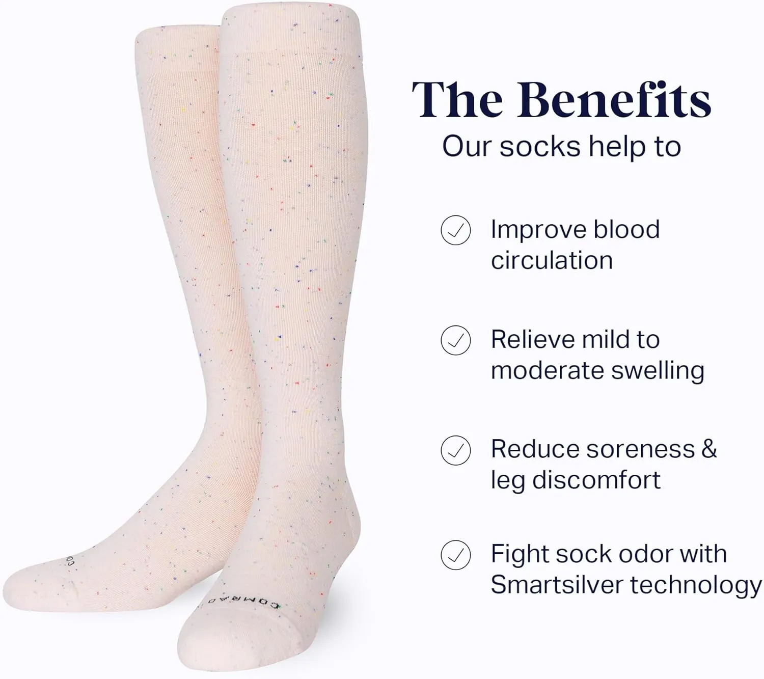 Comrad Recycled Cotton Knee High Socks - 15-20mmHg Graduated Compression Socks - Soft & Breathable Support Socks, Unisex