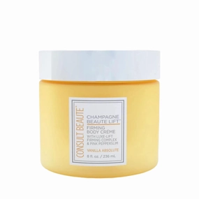 Consult Beaute Champagne Lift Hydrating Firming Body Cream with Pink Pepperslim for Crepey Skin Moisturizer Tightens, Tones & Hydrates Dry Skin on Arms & Legs - Vanilla Absolute, 8 oz.