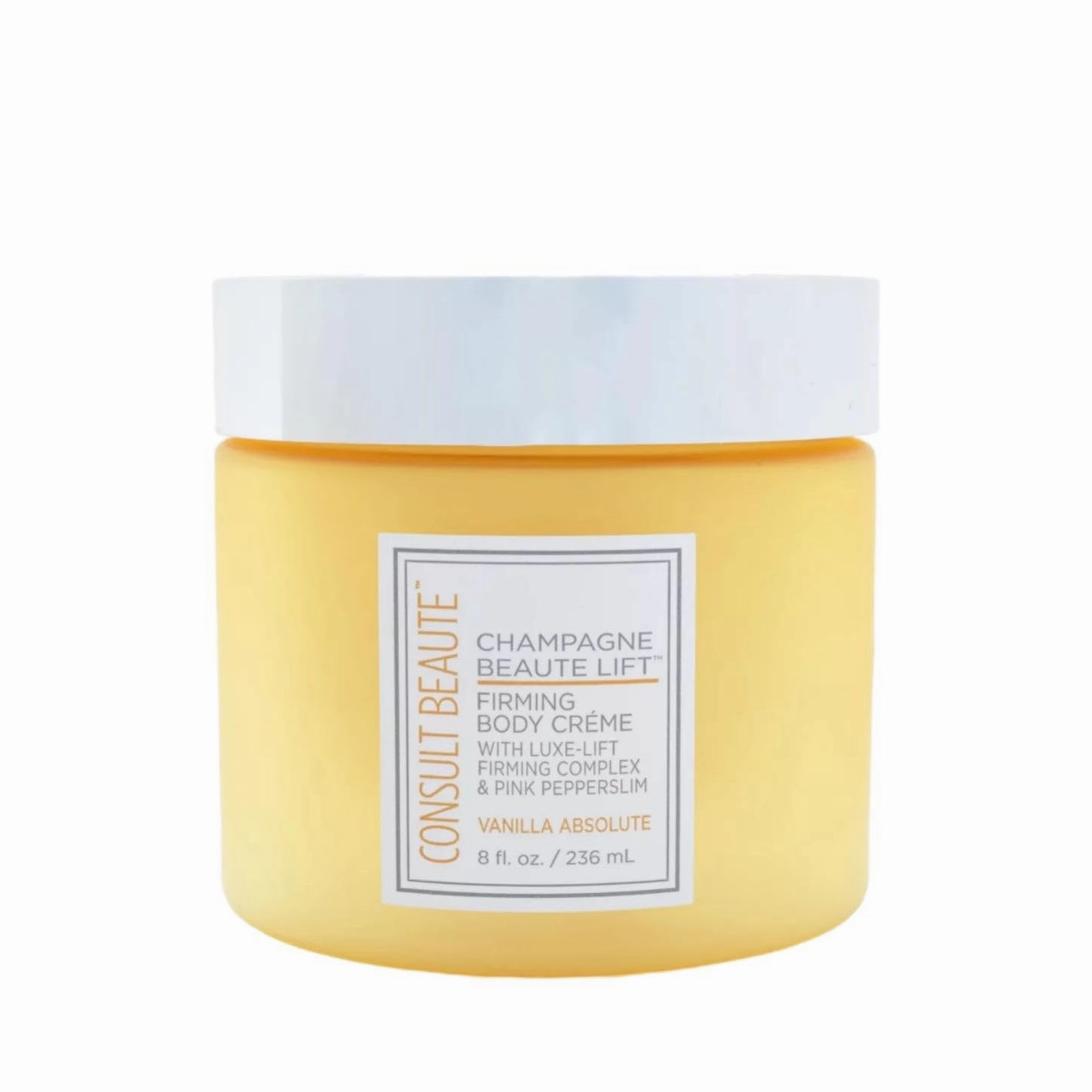 Consult Beaute Champagne Lift Hydrating Firming Body Cream with Pink Pepperslim for Crepey Skin Moisturizer Tightens, Tones & Hydrates Dry Skin on Arms & Legs - Vanilla Absolute, 8 oz.