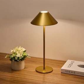 Cordless Rechargeable Table Lamp, Gold Battery Operated Touch Control 3CCT Dimmable Desk Light, Small Portable Led Lamp for Bedroom Decor Living Room