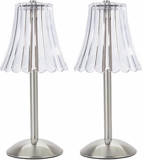 Cordless Table Lamps for Home,Table,Dining Room, Gold Rechargeable Lamps, USB Charge 12'' Tall LED Brass Portable Outdoor Indoor Table Lamp with Built-in Dimmer (Silver-Pack 2)