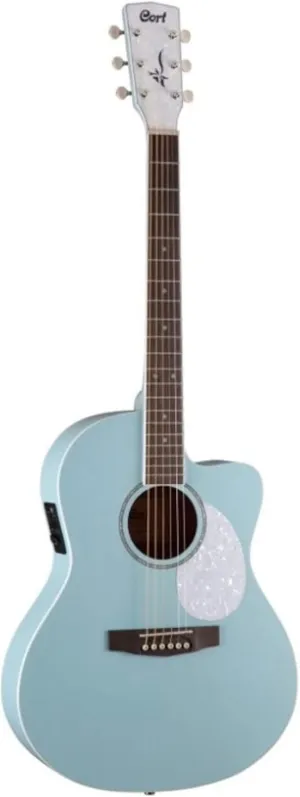 Cort 6 String Acoustic Guitar, Right, Open Pore Sky Blue, Full (JADECLASSICSKOP)