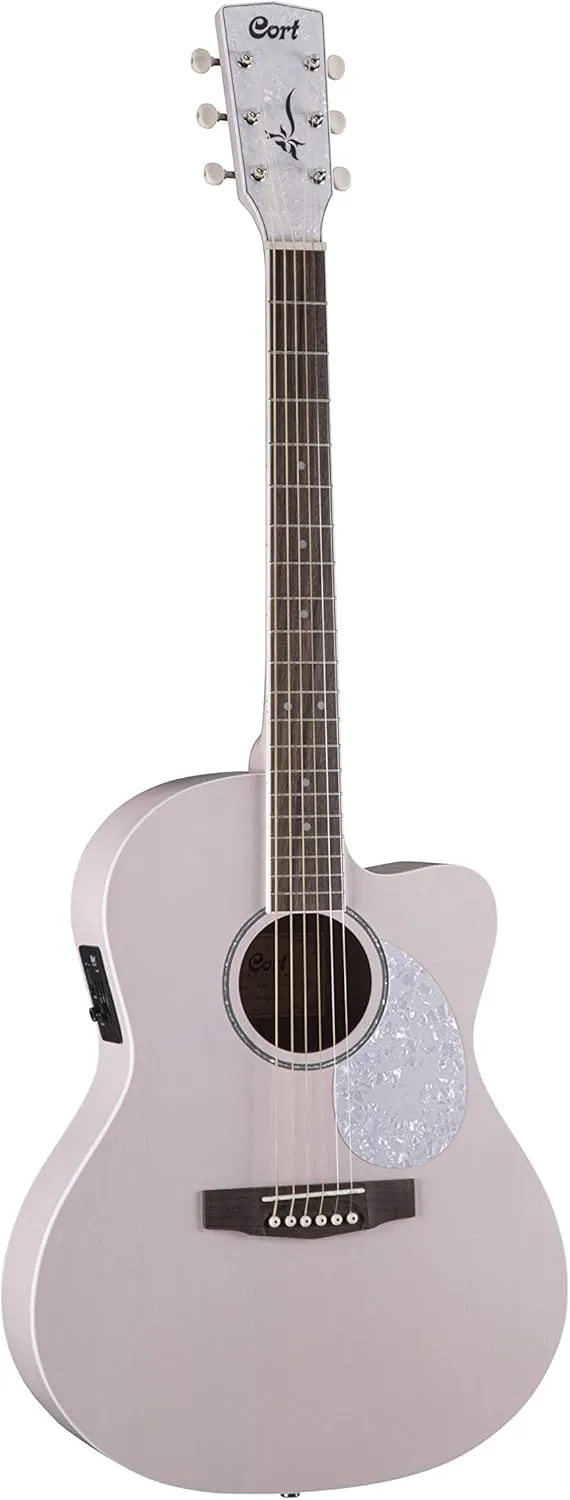 Cort 6 String Acoustic Guitar, Right, Pastel Pink, Full (JADECLASSICPPOP-U)