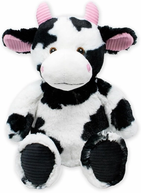 Cow Stuffed Animal; Ultra Soft and Cuddly Cow Plush for Kids 3 Years Old to Adults; Child-Safe Embroidered Eyes and Pink Corduroy Accents adds a Unique Aesthetic; (9" Tall Seated)