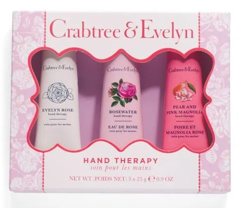 Crabtree & Evelyn Hand Therapy Set: Evelyn Rose, Rosewater, Pear & Pink Magnolia