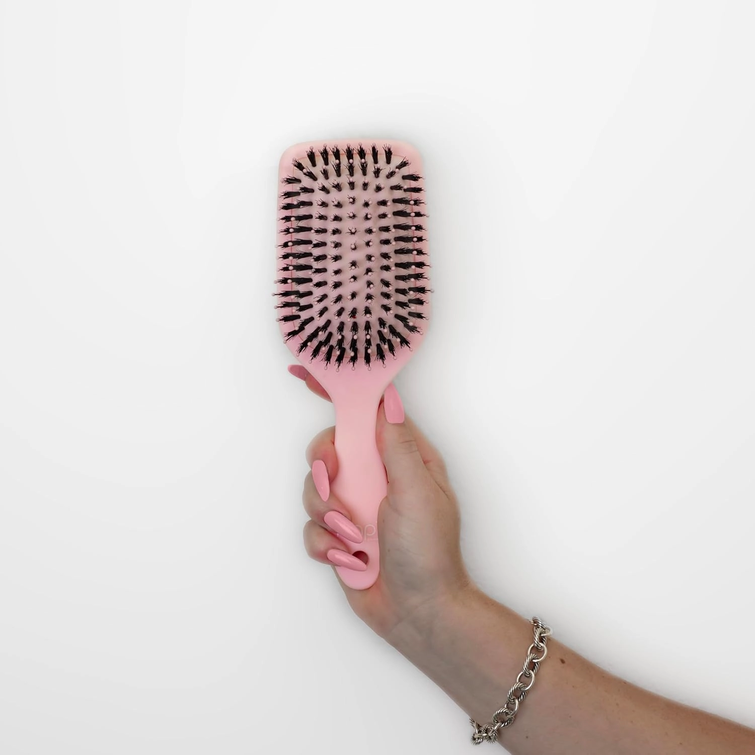 Cricket Hapi Anti-Static Joy & Shine Boar Paddle Brush - Ultra-Soft Cushion Pad, Rich, Dense Boar Flared Bristles, Detangling Hair Brush for Women, Men - Ideal for No-Wash Hair Days - Large, Soft Pink