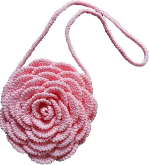 Crochet Handbag with Rose Design, For Women, Single Shoulder