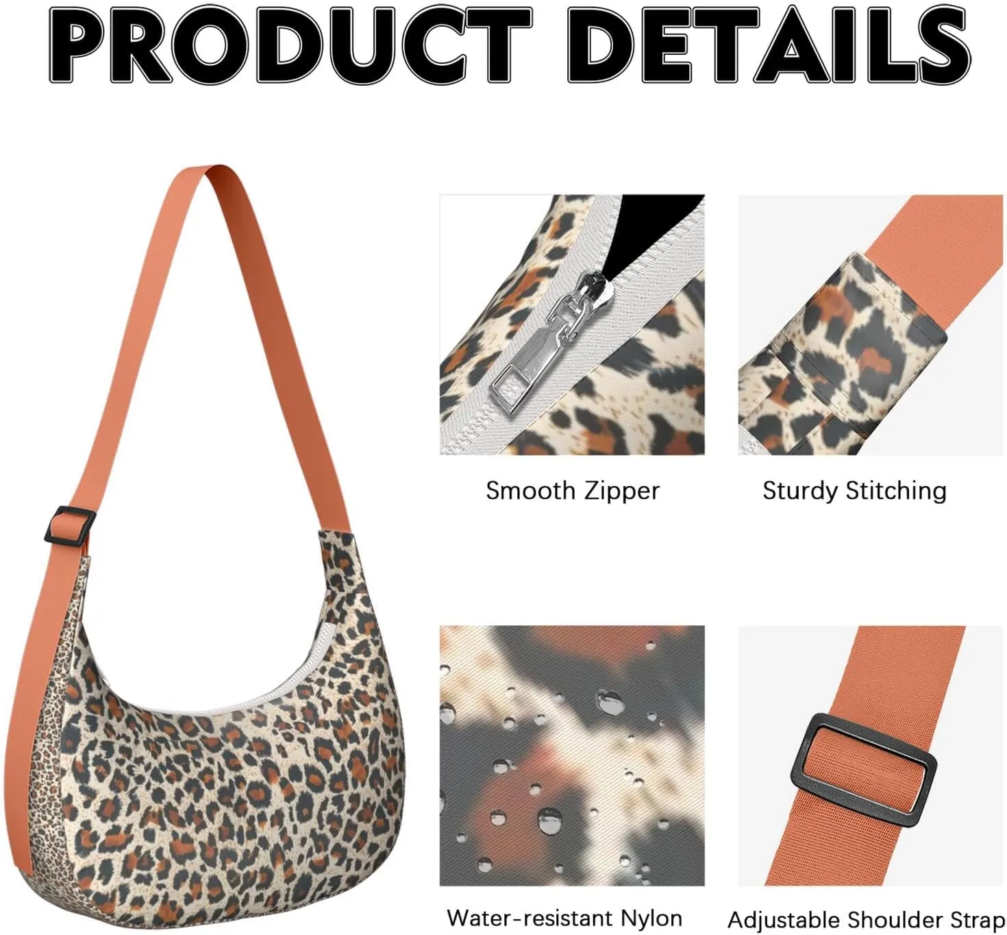 Crossbody Bag for Women Clutch HandBag with Zipper Closure for Women Underarm Purse with Adjustable Strap Zipper