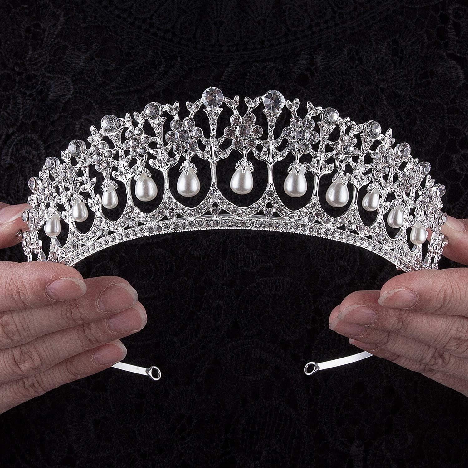 CROWN GUIDE Crystal Rhinestone Queen Bride Tiara Crown for Women Girl Vintage Bridal Birthday Prom Wedding Tiaras and Crowns