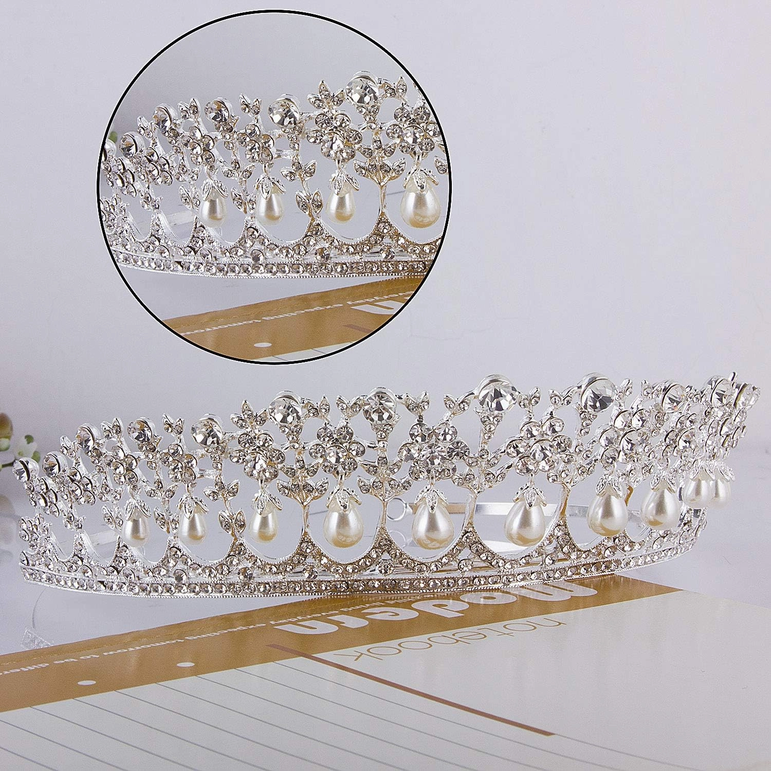 CROWN GUIDE Crystal Rhinestone Queen Bride Tiara Crown for Women Girl Vintage Bridal Birthday Prom Wedding Tiaras and Crowns